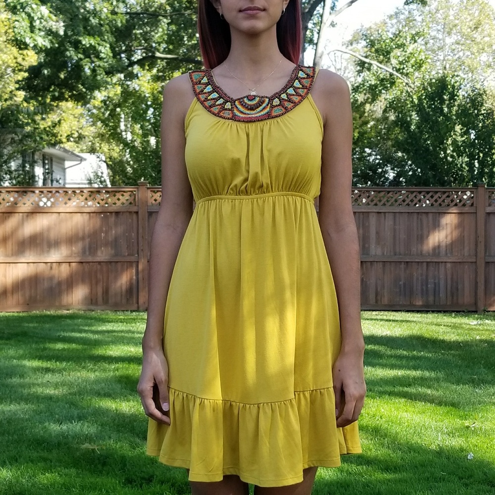 Mustard Yellow Beaded Dress